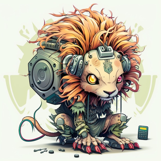 Ilustração vetorial de Cyberpunk Lion