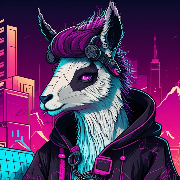 Ilustração vetorial de Cyberpunk Llama
