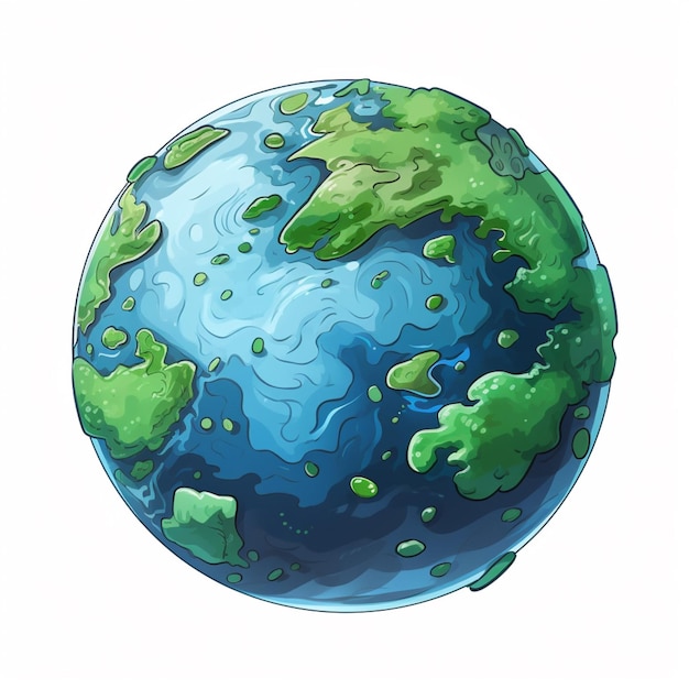 Ilustração vetorial de desenho animado 2D da Terra em fundo branco