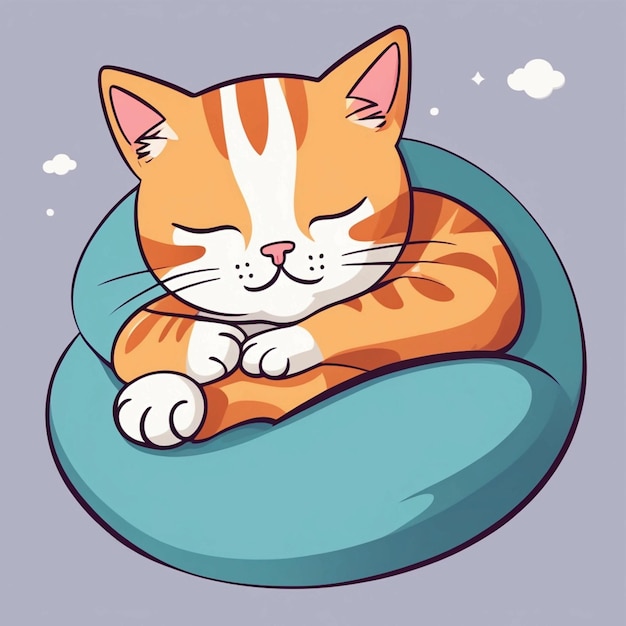 Foto ilustração vetorial de desenho animado de gato adorável dormindo