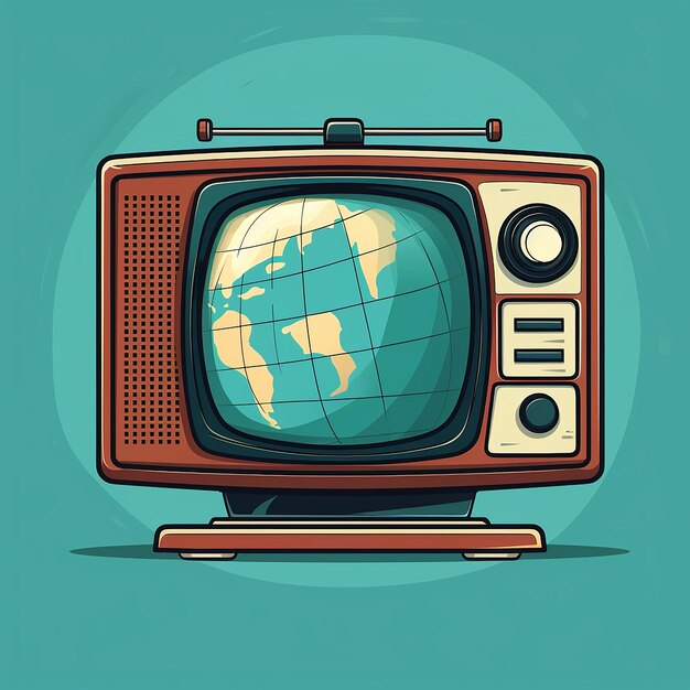 Foto ilustração vetorial de desenho animado de televisão vintage ilustração do dia mundial da televisão