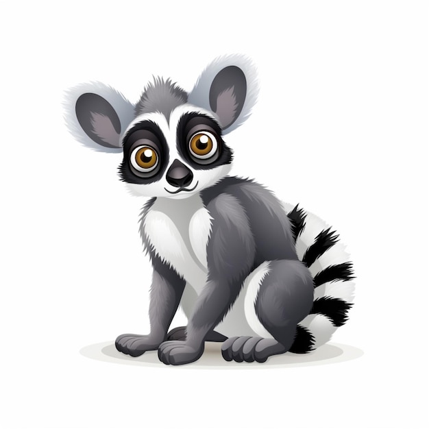Ilustração vetorial de desenho animado Lemur 2d em fundo branco