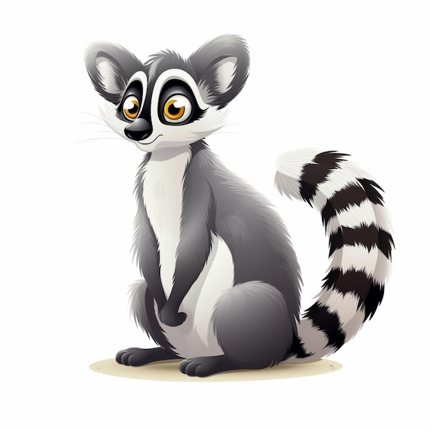 Ilustração vetorial de desenho animado Lemur 2d em fundo branco