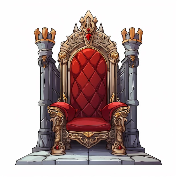 Ilustração vetorial de desenho animado Throne 2d em fundo branco