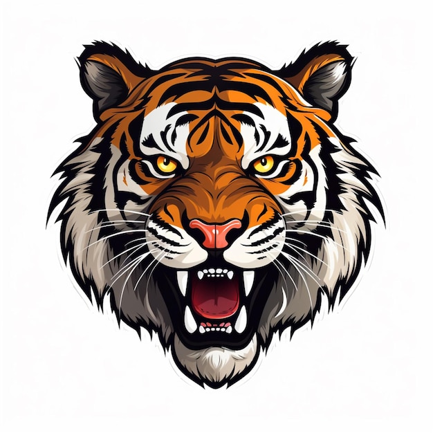 Ilustração vetorial de desenho animado Tiger 2d em fundo branco hd