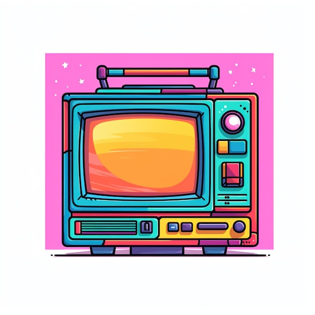 Ilustração vetorial de desenhos animados de televisão vintage Ilustração do Dia Mundial da Televisão