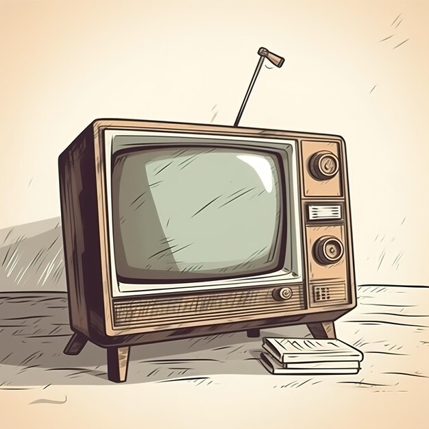 Ilustração vetorial de desenhos animados de televisão vintage Ilustração do Dia Mundial da Televisão