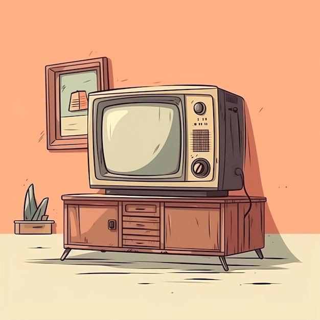 Foto ilustração vetorial de desenhos animados de televisão vintage ilustração do dia mundial da televisão