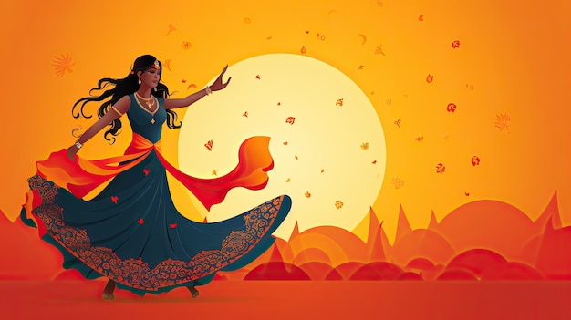 Ilustração vetorial de design do festival de garba indiano de Navratri