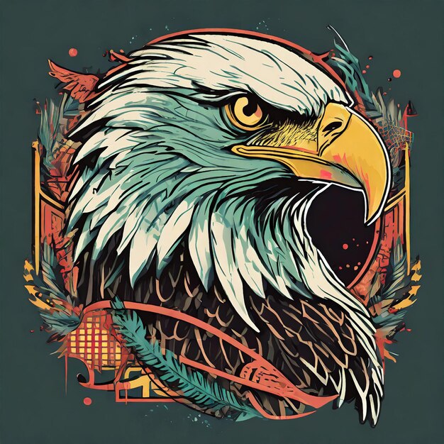 Ilustração vetorial de design gráfico de camiseta Eagle