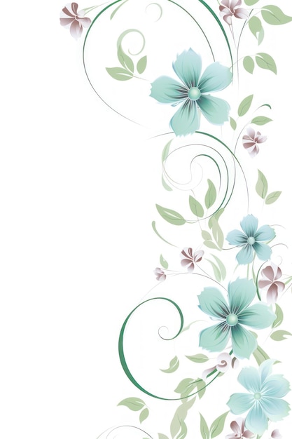 Ilustração vetorial de estilo boarder de videiras florais de cor menta e roxo pálido ar 23 ID de trabalho 3d9139620cac4821b24d75e3a28b602c
