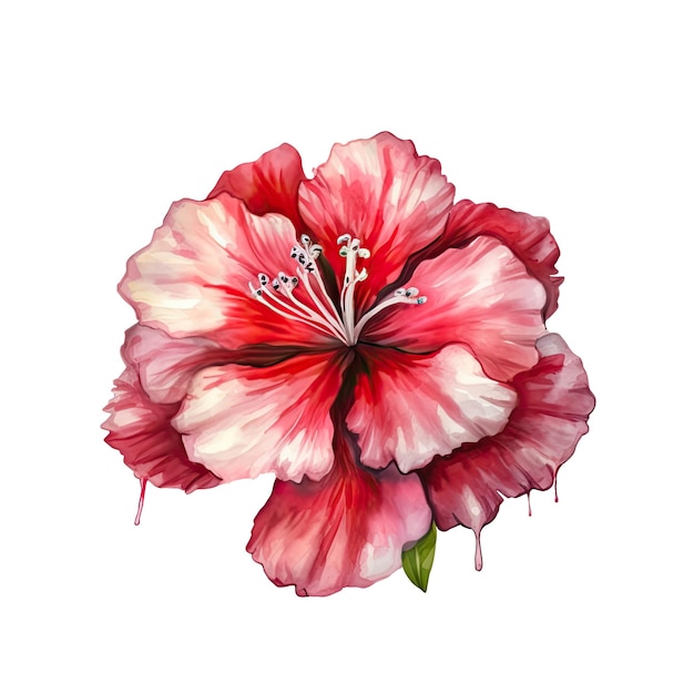 Ilustração vetorial de flor de hibisco vermelho aquarela isolada