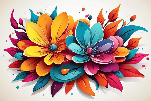 Foto ilustração vetorial de flores multicoloridas