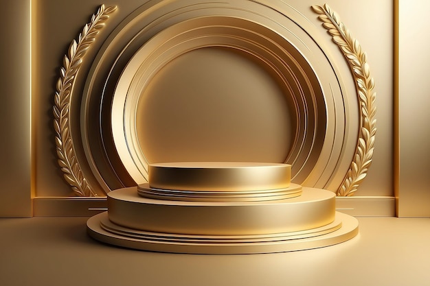 Ilustração vetorial de fundo de luxo em forma de pódio de estilo 3D em forma de ouro para promoção de vendas e marketing