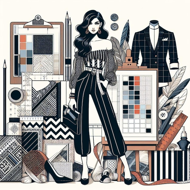 Foto ilustração vetorial de moda e design