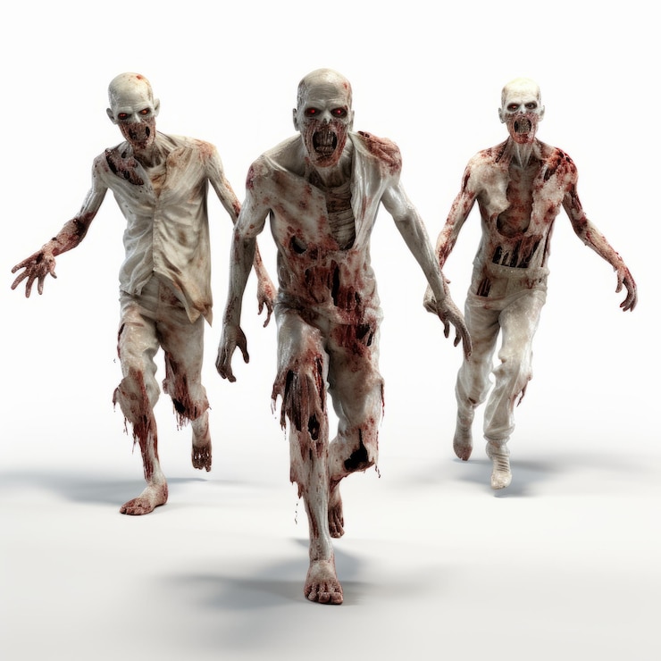 Foto ilustração vetorial de movimento de caminhada de zumbi 3d para impressão 3d