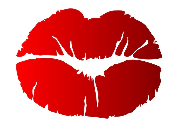 Ilustração vetorial de mulheres menina batom vermelho marca de beijo isolada em fundo branco Dia dos Namorados ícone sinal símbolo clip art para design Eps10
