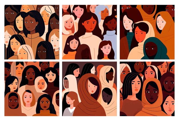 Ilustração vetorial de mulheres multiétnicas juntas Dia Internacional da Saúde Mental