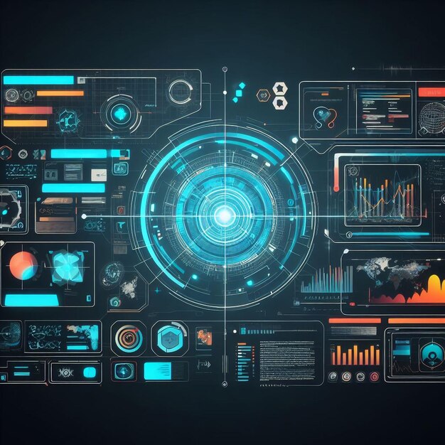 Ilustração vetorial de padrão de fundo do conceito de inovação do sistema de tecnologia de tela UI HUD