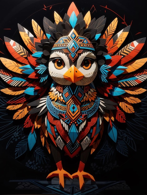 Ilustração vetorial de pássaro espiritual tribal para design de camiseta