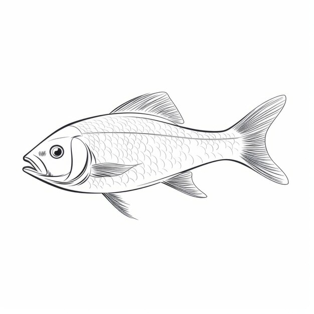 Ilustração vetorial de peixe desenhada à mão em fundo branco