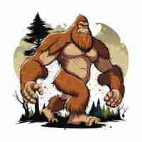 Foto ilustração vetorial de personagem de corpo inteiro bigfoot