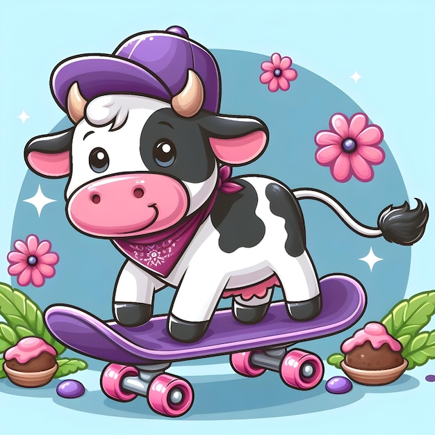 Ilustração vetorial de personagens de vacas bonitas