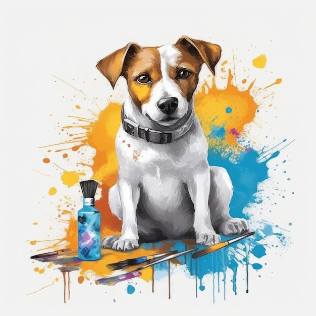 ilustração vetorial de pintor de cachorro para camiseta