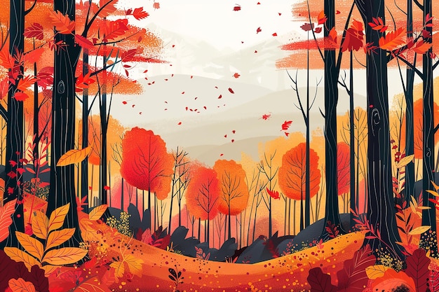 Ilustração vetorial de projeto plano da floresta