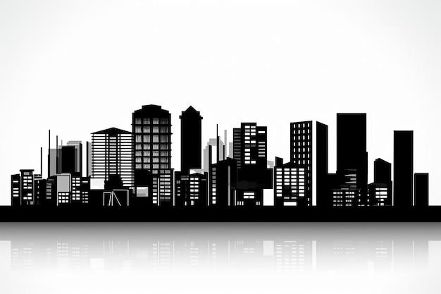 Ilustração vetorial de silhueta de paisagem urbana em fundo branco