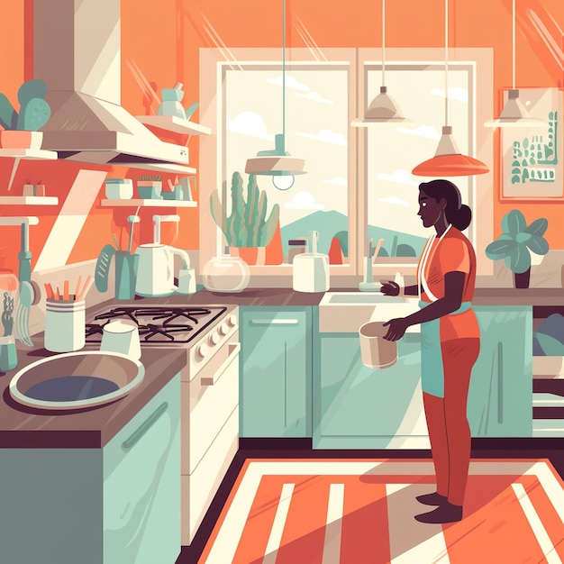 Ilustração vetorial de tarefas domésticas