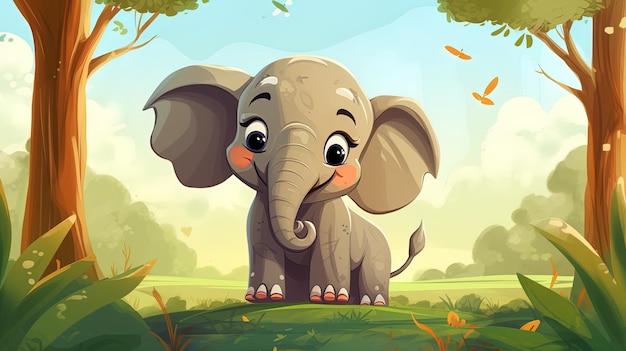 Ilustração vetorial de um elefante na floresta gerada por IA