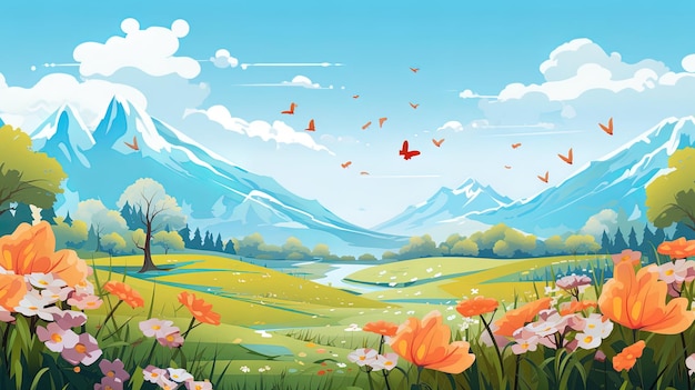 Ilustração vetorial de um fundo de conceito de primavera gerado por IA