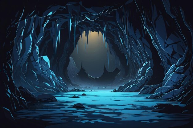 Foto ilustração vetorial de um fundo escuro de caverna para um jogo de corredor 2d