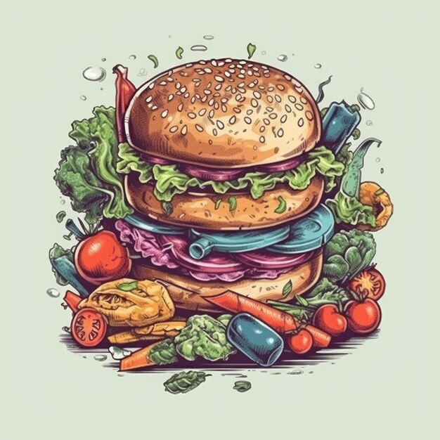 Ilustração vetorial de um item alimentar para uma camiseta desenhada em Adobe Illustrator