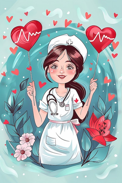 Ilustração vetorial de uma bandeira para o Dia Internacional das Enfermeiras