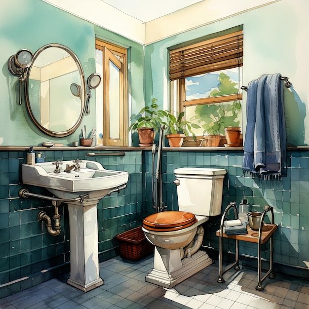 Foto ilustração vetorial de uma casa de banho