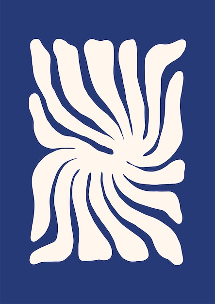 Ilustração vetorial de uma espiral branca desenhada à mão sobre um fundo azul