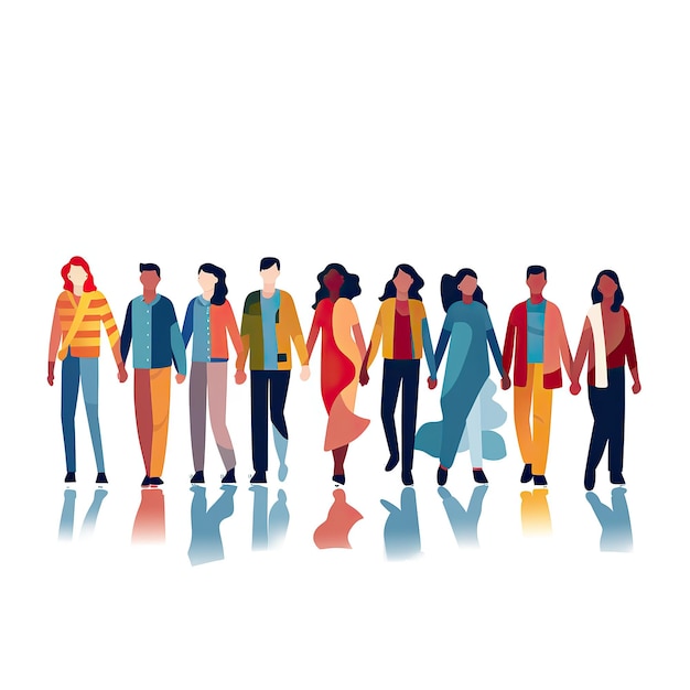 Ilustração vetorial de uma multidão de pessoas em estilo plano