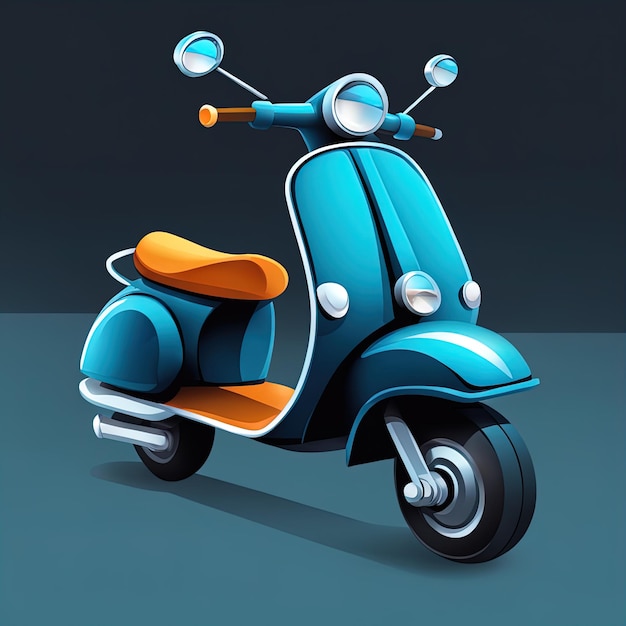 ilustração vetorial de uma scooter em uma scooter de fundo escuro com fundo azul