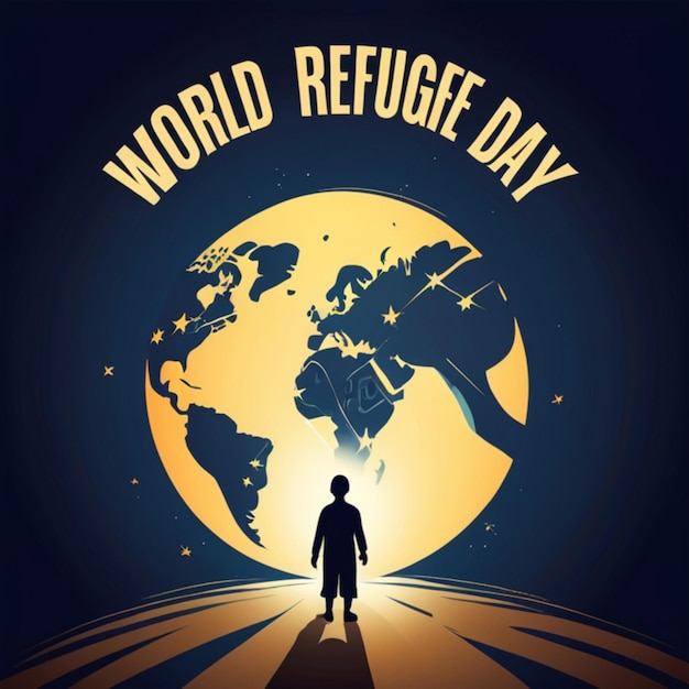 Foto ilustração vetorial do dia mundial dos refugiados capacitando mensagens de solidariedade global