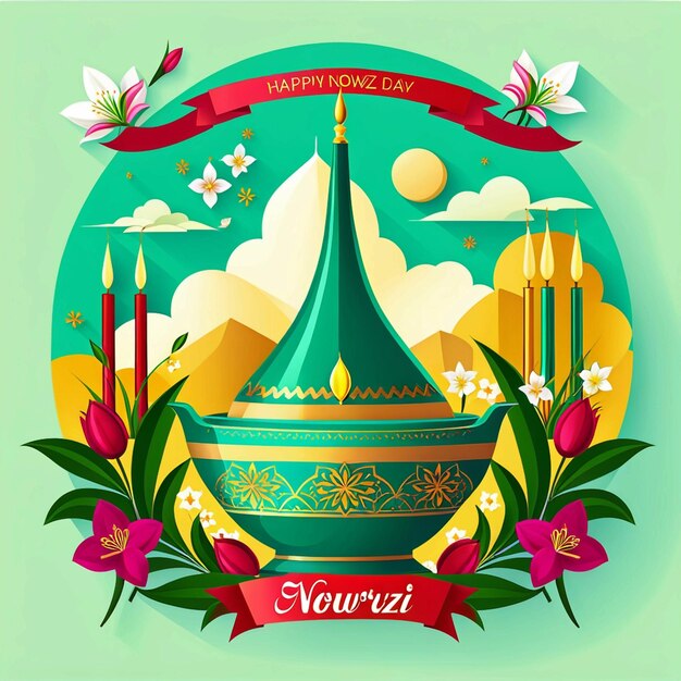 Ilustração vetorial do dia nowruz plano