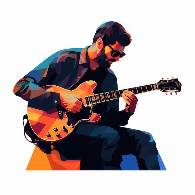 Ilustração vetorial do guitarrista gerada pela IA Imagem
