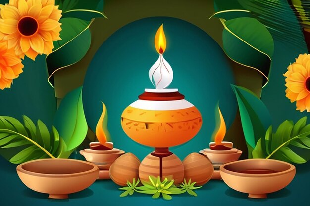 Ilustração vetorial do Happy Pongal Holiday Harvest Festival de Tamil Nadu