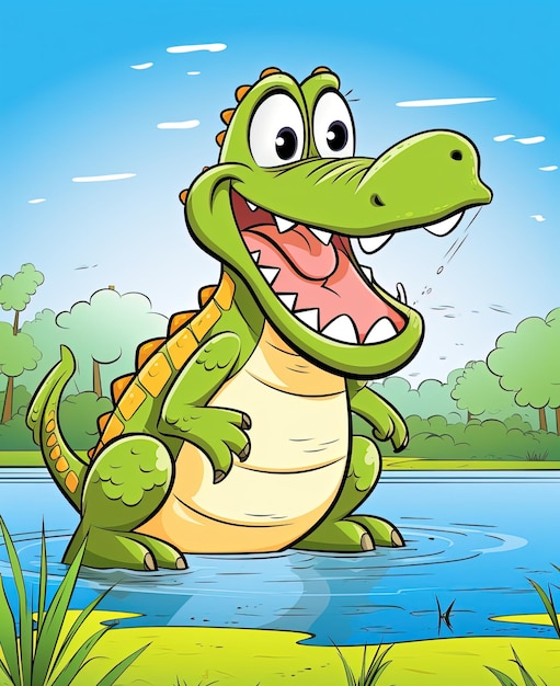 Ilustração vetorial do personagem do crocodilo de desenho animado