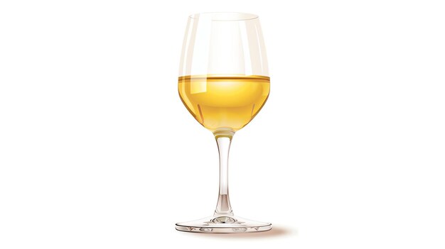 Foto ilustração vetorial elegante e realista de um copo de vinho com vinho branco o copo está meio cheio e o vinho é de cor dourada clara