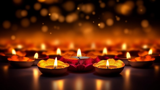 Ilustração vetorial feliz diwali modelo de design de cartão festivo diwali com lâmpada luzes douradas col