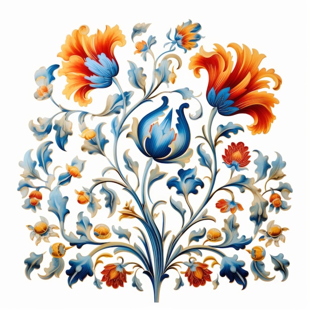 Ilustração vetorial floral otomana no estilo do século XVII