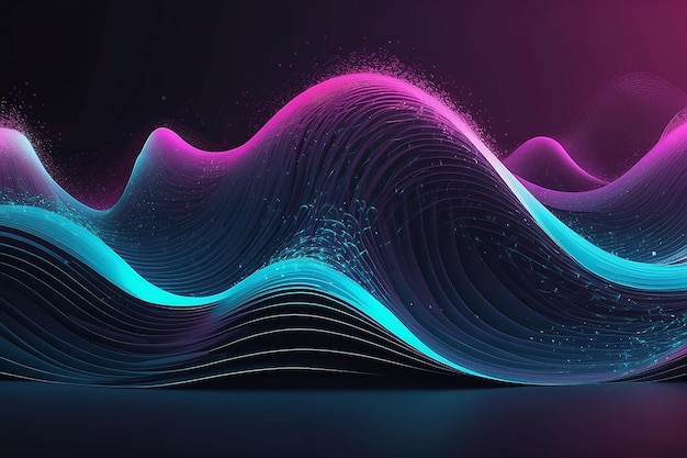 Ilustração vetorial futurista de partículas de ondas digitais 3D abstratas Vector de fundo abstrato