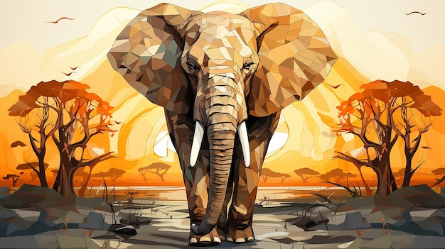 Ilustração vetorial gigante gentil de elefante